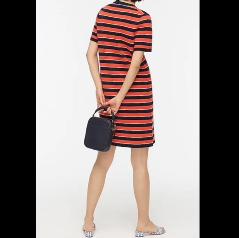 J.Crew Stripe Short Sleeve Merino Wool Sweater Dress, Size L - Picture 10 of 10